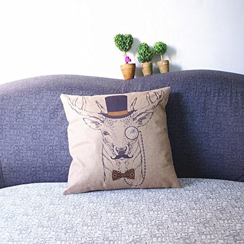Della CollierCushion Cover Animal Pillow Case Mr Elk Gentleman Deer Bedroom Sofa Home Decrative Throw Pillow Cover Cojines