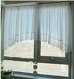 Elegant Lace decorated White Sheer Valance/Wing scarf
