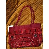Sari bag for Women Marron Embroidered Mirrior Purse