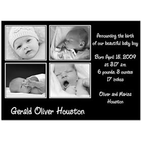 Four Me? in Black Birth Announcements - Set of 20