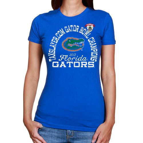 Florida Gators Ladies 2012 Gator Bowl Champions Farmaid T-Shirt - Royal Blue (Small)