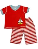 Cloud Mine - Newborn And Infant Boys Short Sleeve Sailboat Pants Set, Red, Blue (Size 6Months)