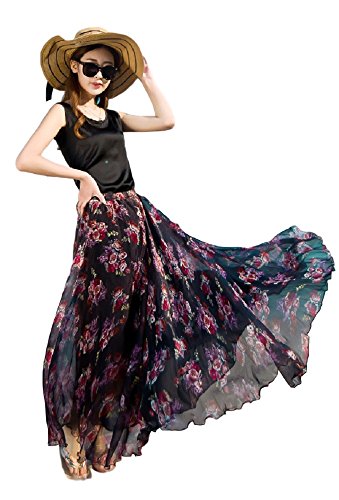 シフォンスカート 花柄 薔薇 チュニック マキシ丈 スカート レディースファッション カジュアル 大きいサイズ シンプル ビーチドレス 春夏物 美脚 スリム AT1701