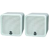 Pyle Home PCB4WT 4-Inch 200-Watt Mini Cube Bookshelf Speaker (White) (Pair)