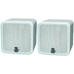 Pyle Home PCB4WT 4-Inch 200-Watt Mini Cube Bookshelf Speaker (White) (Pair)