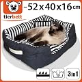 Tierbett Hundebett Katzenbett Tierkorb Gr��e S Schwarz gestreift kuschelweich mit Knuddelkissen - Au�enma�: ~ 52 x 40 x 16 cm