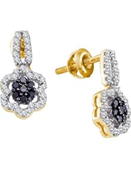 10KT Yellow Gold 0.35 CTW Diamond Flower Earrings