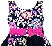 Sunny Fashion Girls Dress Asymmetric Flower Bow Tie Sleeveless Dark Blue