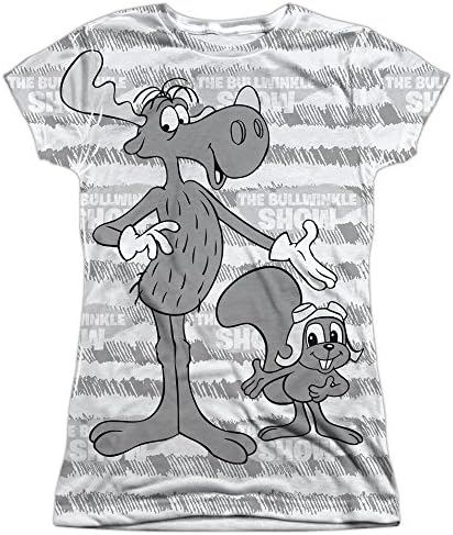 Rocky & Bullwinkle Cartoon TV Series Retro Characters Junior Front Print T-Shirt