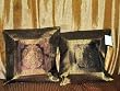2 Wine Gold Floral Motif Silk Sari Toss Pillow Cushion Covers 16x16