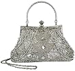 Exquisite Seed Bead Sequined Leaf Evening Handbag, Clasp Purse Clutch w/Hidden Handle