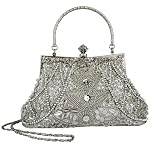 Exquisite Seed Bead Sequined Leaf Evening Handbag Clasp