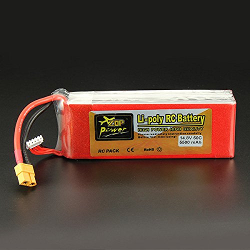 Pink Lizard ZOP Power 14.8V 5500mAh 4S 60C Lipo Battery XT60 Plug