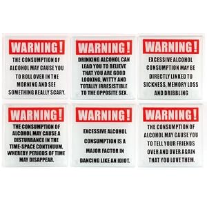 Kikkerland Design Alcohol Warning Coasters, Set of 6