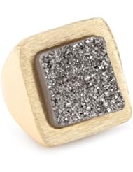 Marcia Moran "Illume" 18k Gold-Plated Titanium Druzy Square Ring
