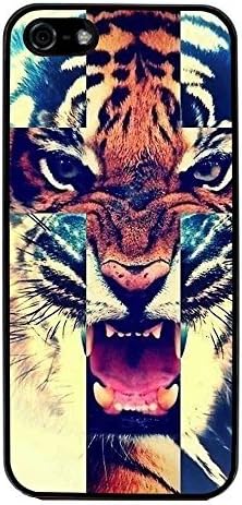 iPhone 5 Case,iPhone 5s Case,TPU Hard Back Cover with Tiger Pattern iPhone 5 5s-Black