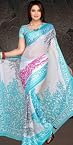 Cyan Blue Georgette Saree
