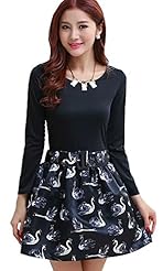 Two-Toned Long Sleeves Tank Fit-and-Flare  Dress