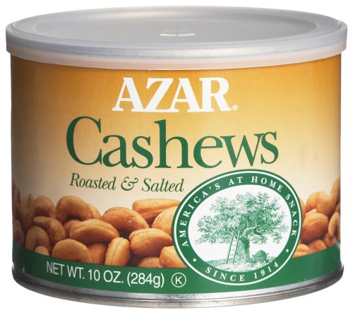 Azar Nut Company Cashews, Oil Roasted & Salted, 10-Ounce Cans (Pack of 4) by Azar Nut Company