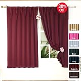 Solid Thermal Insulated Blackout Curtain 63L- 1 Set-BURGANDY