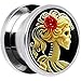 Body Candy Stainless Steel Red Rose Skeleton Screw Fit Plug Pair (5mm to 20mm)