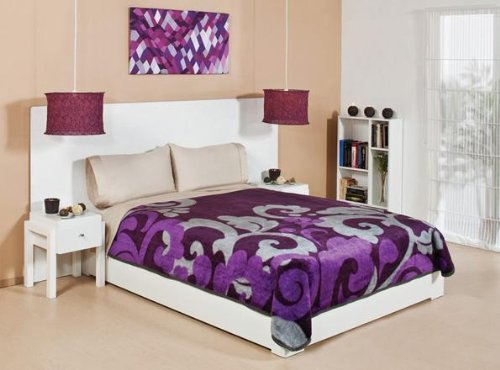 Purple Silver Warm and Cozy Blanket Rachel Twin