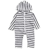 ベビー服　男の子 女の子 ユニセックス　ロンパース　長袖クリスマス ストライプ プリント (18-24ヶ月, ブラック)