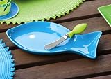 Fish Ceramic Appetizer Plate with Spreader