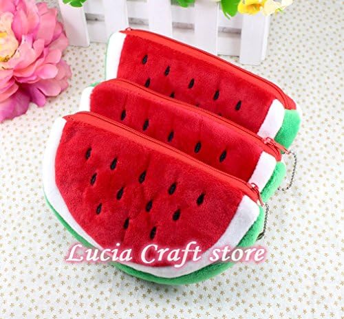 2*1pc/lot Plush Fabric Watermelon School Kids Pen Pencil Bag Pendant Cosmetics Purse Bags &amp; Wallet Holder Pouch Case (Small Size)