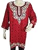 Womens Indian Kurti, Boho Fashion Floral Printed Maroon Tunic Top India Clothing