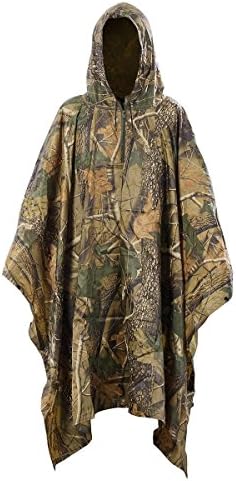 Viway Multifunction Military Camouflage Rain Poncho Packable &amp; Waterproof Travel Rainwear Rain Coat Slicker