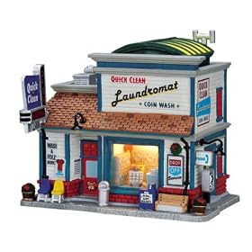 Lemax Plymouth Corners Village Quick Clean Laundromat Lighted Building #75511