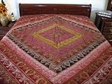 ANTIQUE AARI INDIA SARI BEDDING BEDSPREAD COVERLET