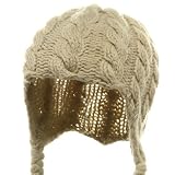 Wool Blend Youth Cable Helmet Hat - Beige W20S18B