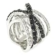 Fun & Energetic Large Cocktail Ring w/White & Black CZs