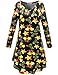 Aphratti Women's Long Sleeve Santa Christmas Xmas Gifts Print Flare Swing Dress