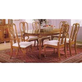 7pc Centennial Oak Oval Queen Anne Table, Side arm Chairs
