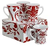 Rosanna Red Velvet Set of 4 Mugs, Gift-boxed