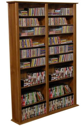 Dark Walnut Venture Horizon Double 76-Inch Tall CD DVD Wall Rack Media Storage Available in Multiple Finishes