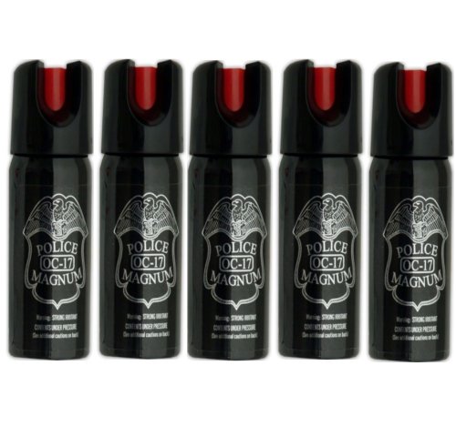 5 Pack Police Magnum Pepper Spray 0.7oz OC-17 Pepper Spray Police Strength