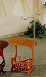 All new item Oak finish wood side table with magazine rack and built in lamp
