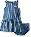 Calvin Klein Baby-Girls Discharge Printed Denim Sleeveless Dress, Blue, 18 Months