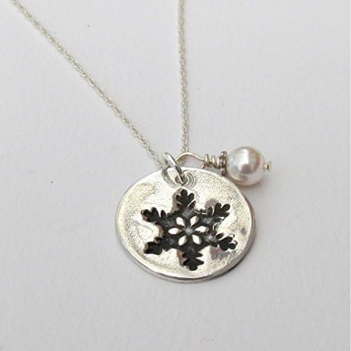 Sterling Snowflake Necklace With Pearl