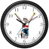 Cyclist Victorious Finish Cycling or Biking Wall Clock by WatchBuddy Timepieces (Black Frame)