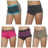 5 PACK: Ladies Delta Burke Sexy Stretch Hipster Boyshorts Panties Underwear / Knickers - Multicolor