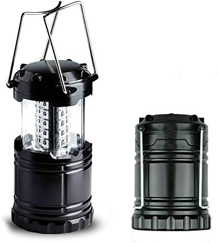 Portable LED Camping Lantern Flashlights for Hiking, Emergeny, Hunting, Fishing & Boating - Multi Purpose - Black