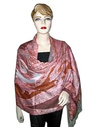 Pink Wool Blend Pashmina Shawl,Wrap Throw Reversible India Free Shipp