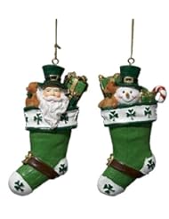 Irish Snowman and Santa Ornament