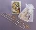 First Communion Remembrance - Gold Plated Rosary in White Gift Package with RCC Holy Gift Card for Girl