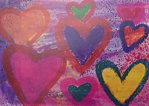 (8) MD Anderson Art Project Colorful Hearts Blank Notecards - 4.5 X 6.25 Inches